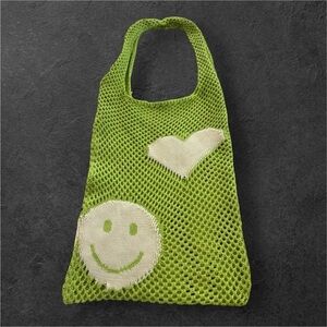 Crochet Tote Bag with Smiley and Heart